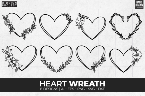 8 Heart Wreath Svg, Floral Wreath Svg Graphics and Illustrations Review