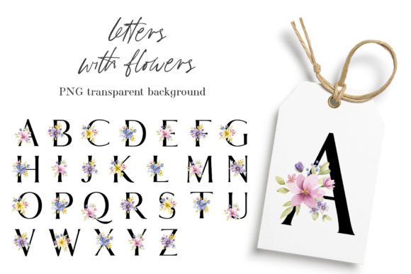 Alphabet, Letters, Floral Monogram, PNG Graphics and Illustrations