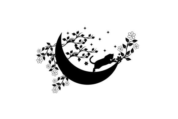 Black Cat Floral Svg Graphics for Crafts