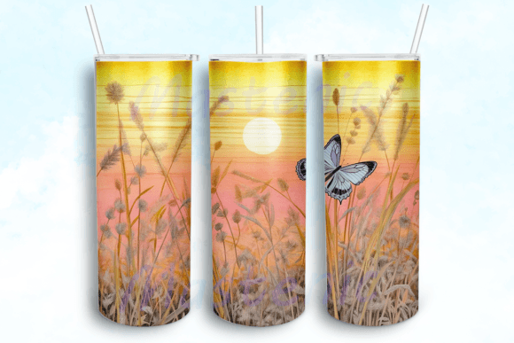 Butterfly Floral Tumbler PNG Graphics for Crafts