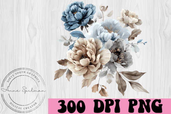 Dusty Blue Floral Spray Graphics and Illustrations Review