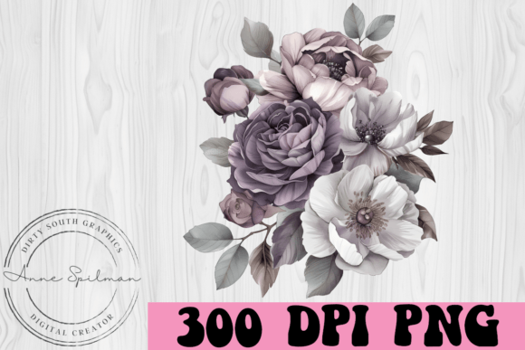 Dusty Purple Floral Spray Graphics and Illustrations Review