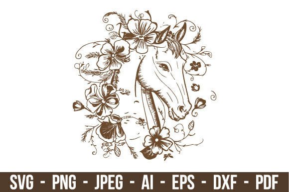 Elegant Floral Horse Head SVG Graphics and Illustrations Review