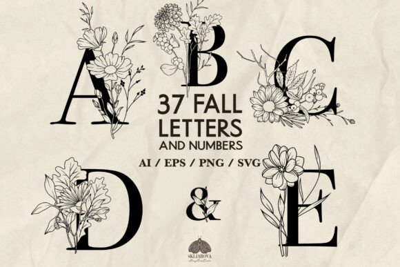 Fall Floral Letters and Numbers Svg Png Graphics and Illustrations Review