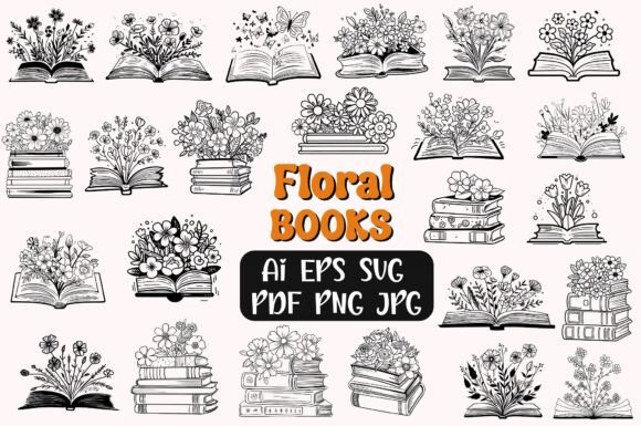 Floral Book SVG, Book with Flowers Graphics and Illustrations Review