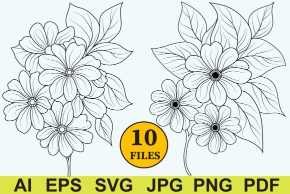 Floral Bouquets Set Line Art Vol.3 Graphics and Illustrations
