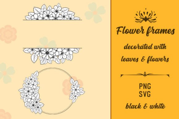 Floral Doodle Circle Rectangular Frame Graphics and Illustrations