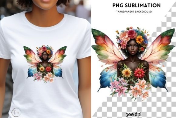 Floral Fairy Melanin Black Girl PNG Graphics and Illustrations