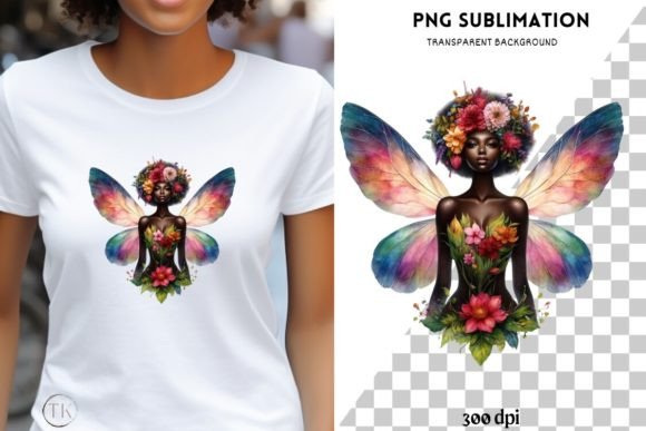 Floral Fairy Melanin Printable Design Graphics and Illustrations Review