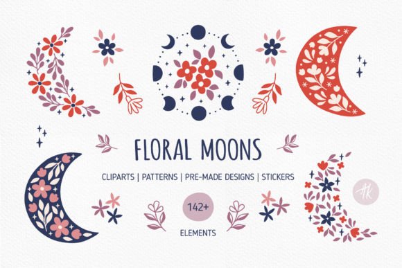Floral Moons Collection: Graphics and Illustrations for Ethereal Branding