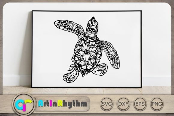 Floral Sea Turtle Svg, Turtle Svg