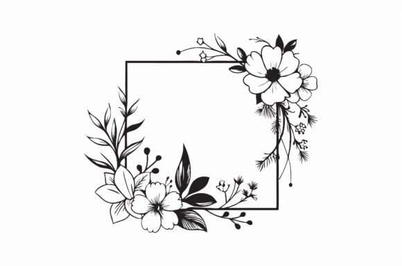 Minimalist Black and White Floral Frame Graphics and Illustrations Review