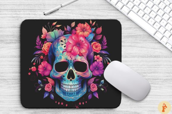 Neon Floral Sugar Skull Mouse Pad: Graphics and Backgrounds Review