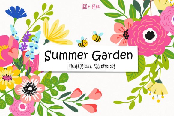 Summer Garden Floral Flat Vector Set: Graphics and Illustrations for Seasonal Branding