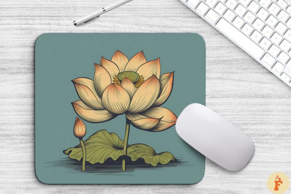 Vintage Lotus Floral Mouse Pad Design Graphics and Backgrounds