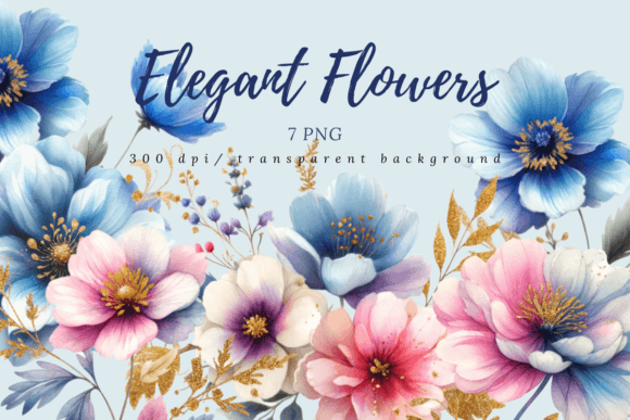 Watercolor Floral, Abstract Flowers Graphics and Illustrations
