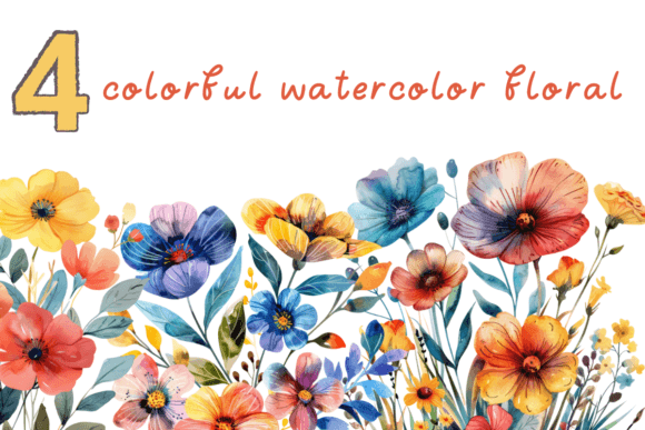 Watercolor Flowers, Colorful Floral Graphics and Illustrations Review