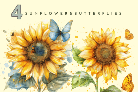 Watercolor Sunflowers Yellow Floral Graphics and Illustrations Review